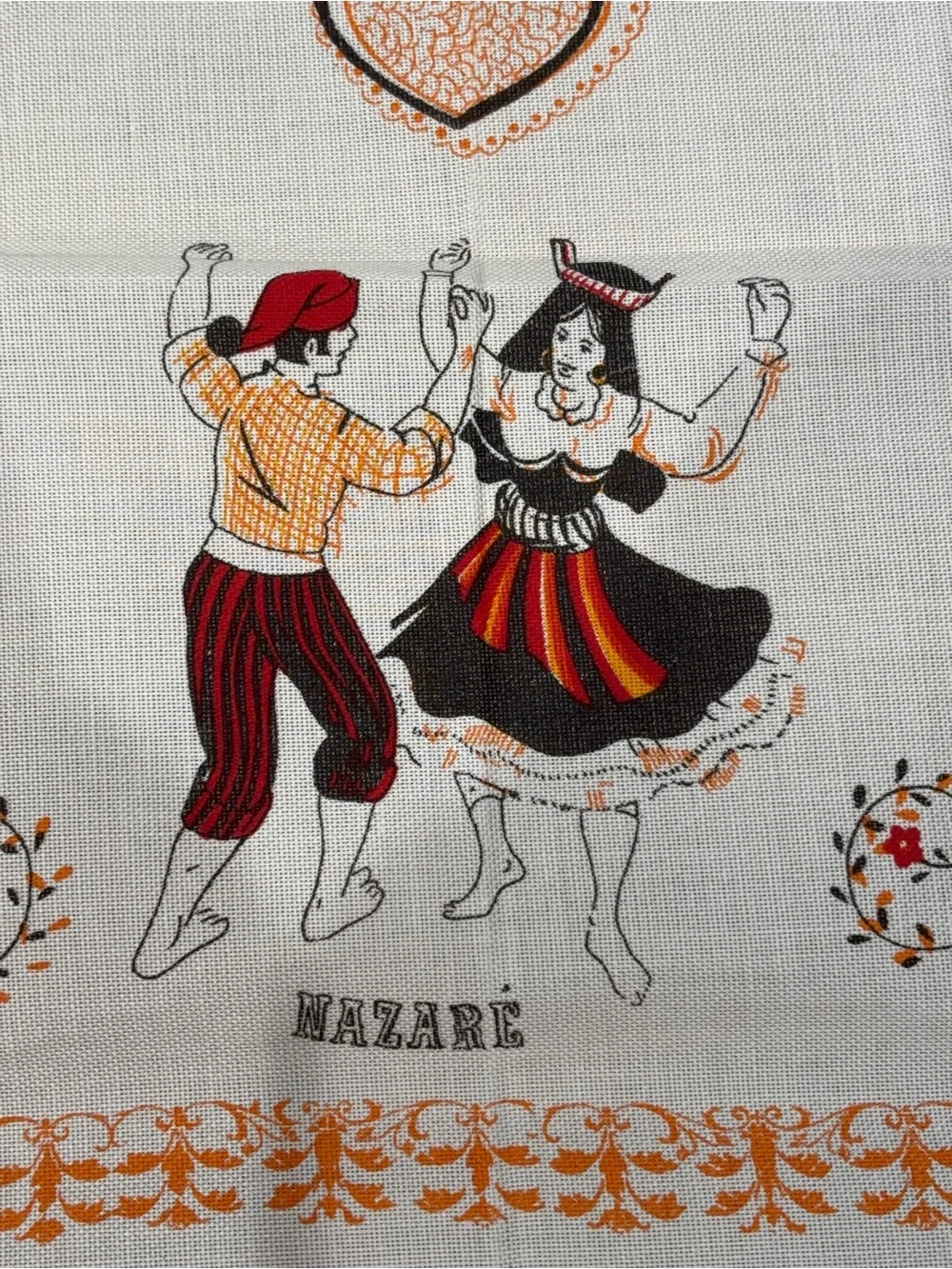 Vintage Rooster Print Kitchen table cloth in Red, Orange, Yellow, Black 56x56